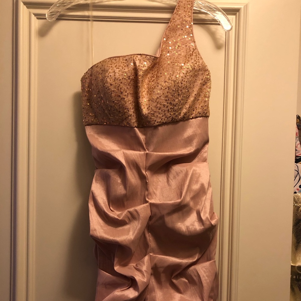 Pink, one-strap dress